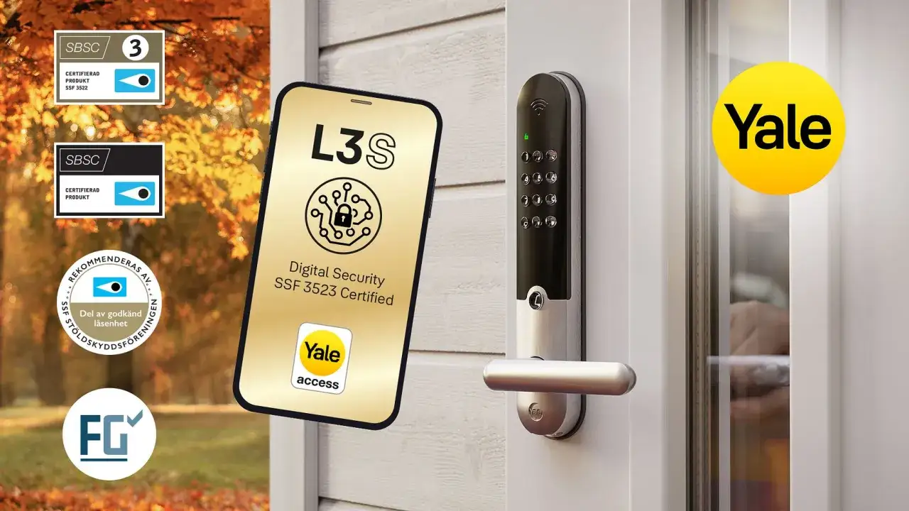 Yale Doorman L3S, en digital låsenhet med SSF 3523-certifiering. Säkerhet och bekvämlighet för ditt hem.