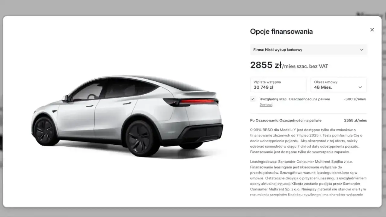 Leasing Tesla Model Y kalkulator