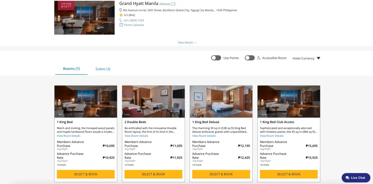 Scopri le opzioni di soggiorno del Grand Hyatt Manila, un hotel di lusso. Visualizza le camere disponibili e i prezzi per prenotare la tua vacanza perfetta.