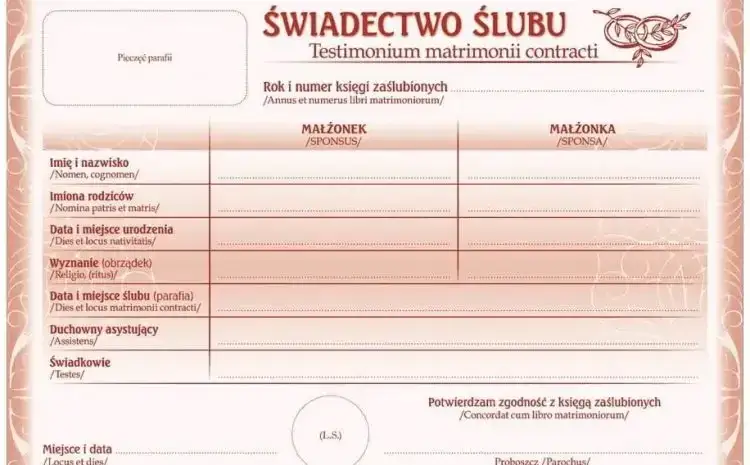 dokumenty USC ślub