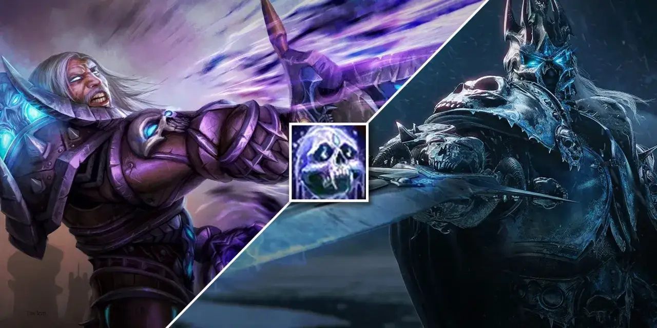 Arthas w zbroi z czaszkami, przygotowujący się do walki w świecie World of Warcraft: Wrath of the Lich King.