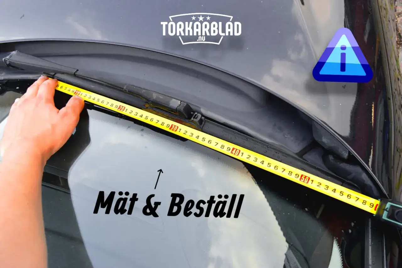 Mät vindrutetorkaren för att hitta rätt storlek. Torkarblad.nu hjälper dig att beställa.