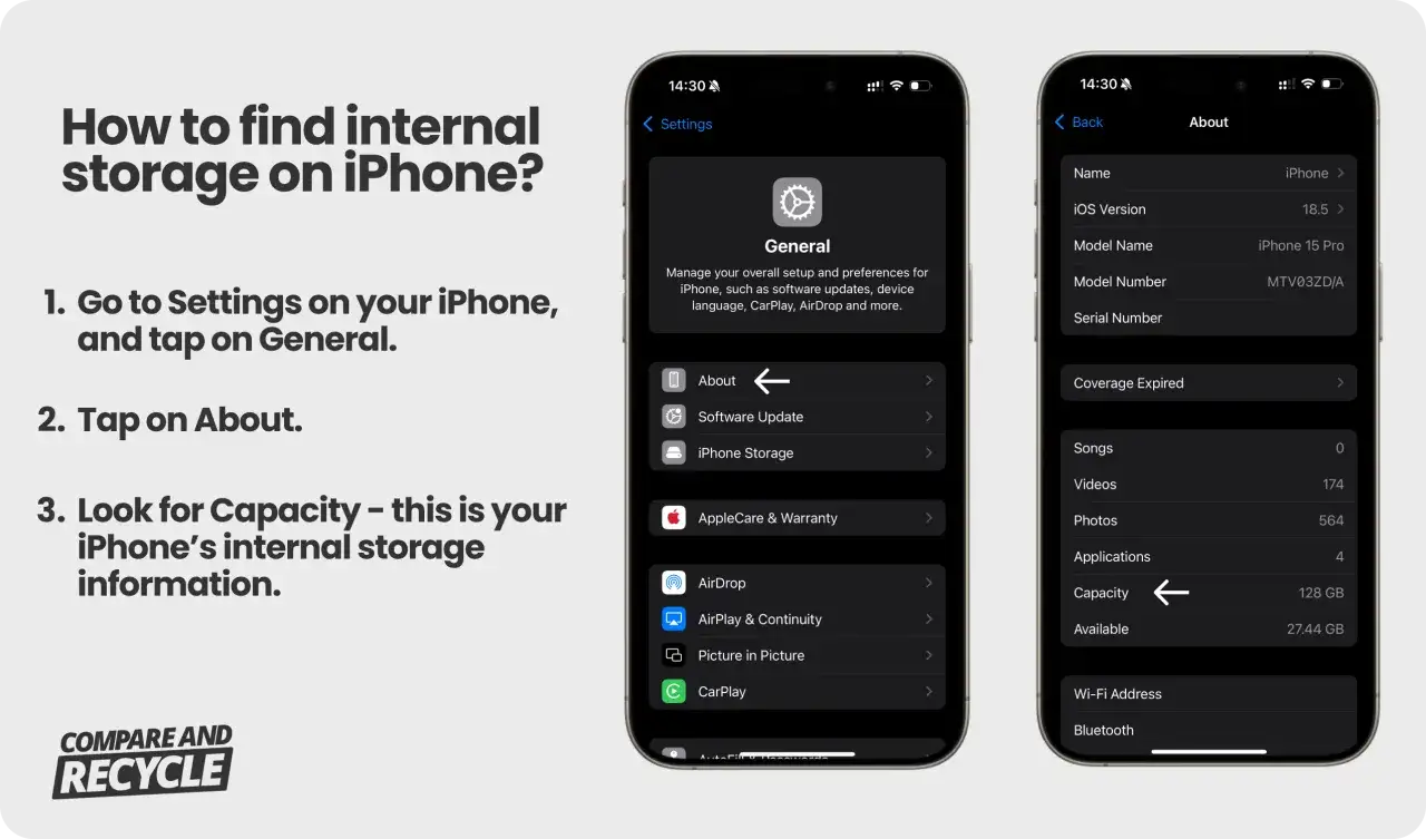 Jak sprawdzić pamięć w telefonie? Na ekranie iPhone'a w sekcji 