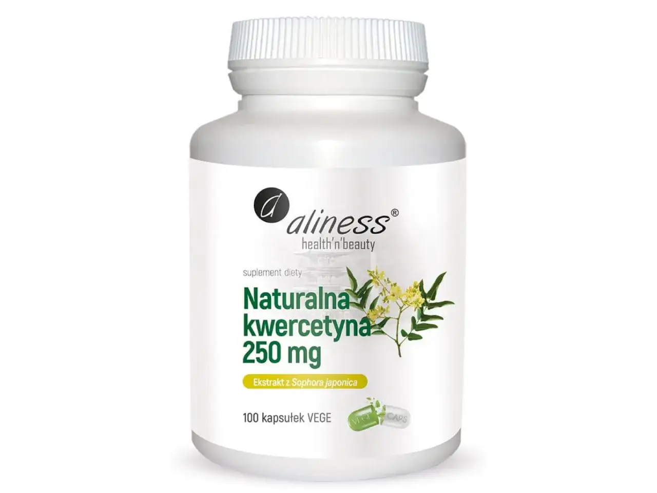 Naturalna kwercetyna 250 mg w kapsułkach vege. Suplement diety z ekstraktem z Sophora japonica.