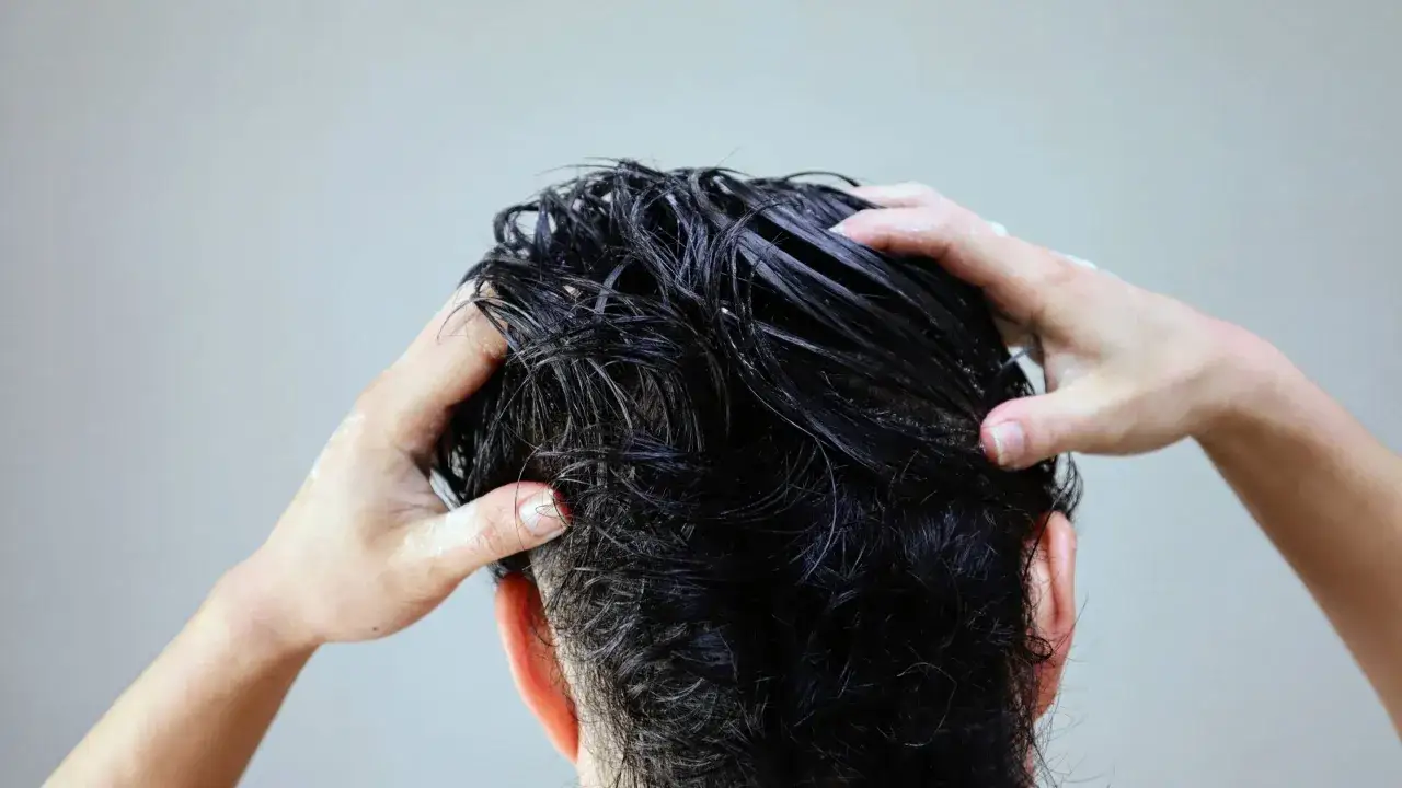 Manaje su cabello mojado, pensando en cómo el saw palmetto para que sirve puede ayudar a la salud capilar.