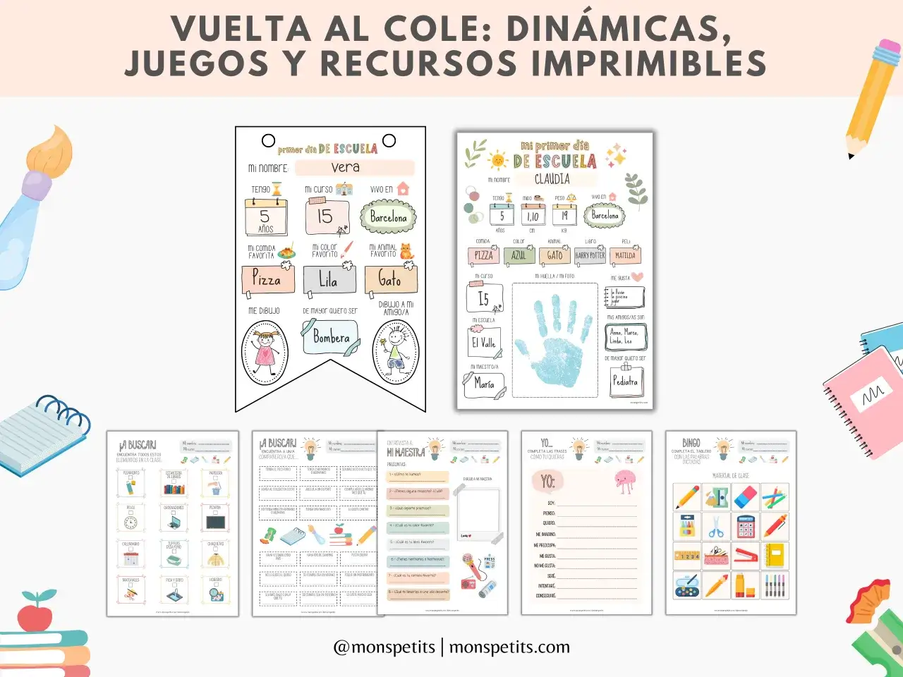 Plantillas imprimibles para la vuelta al cole: 