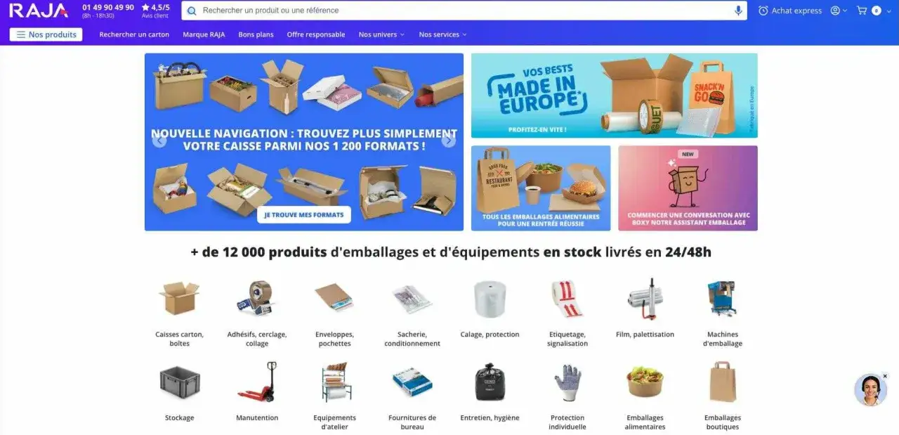 Site d'e-commerce b2b sp&eacute;cialis&eacute; dans les emballages, proposant une large gamme de produits pour les professionnels.