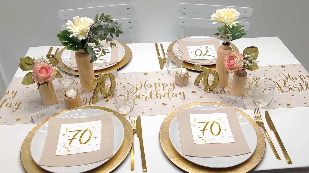 Einfache Tischdeko Geburtstag selber machen: Goldene 
