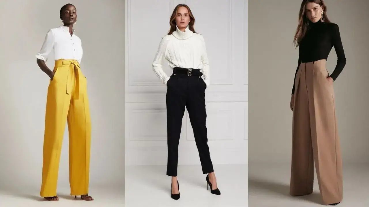 Eleganckie stylizacje spodnie wysoki stan do biura