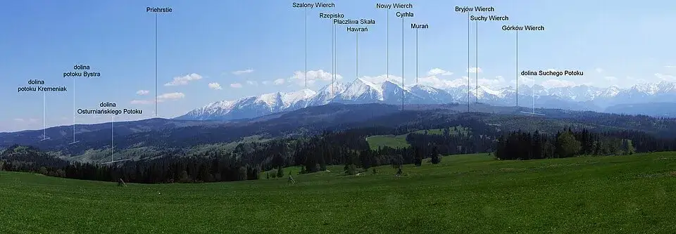 Panorama Tatr z Przełęczy nad Łapszanką