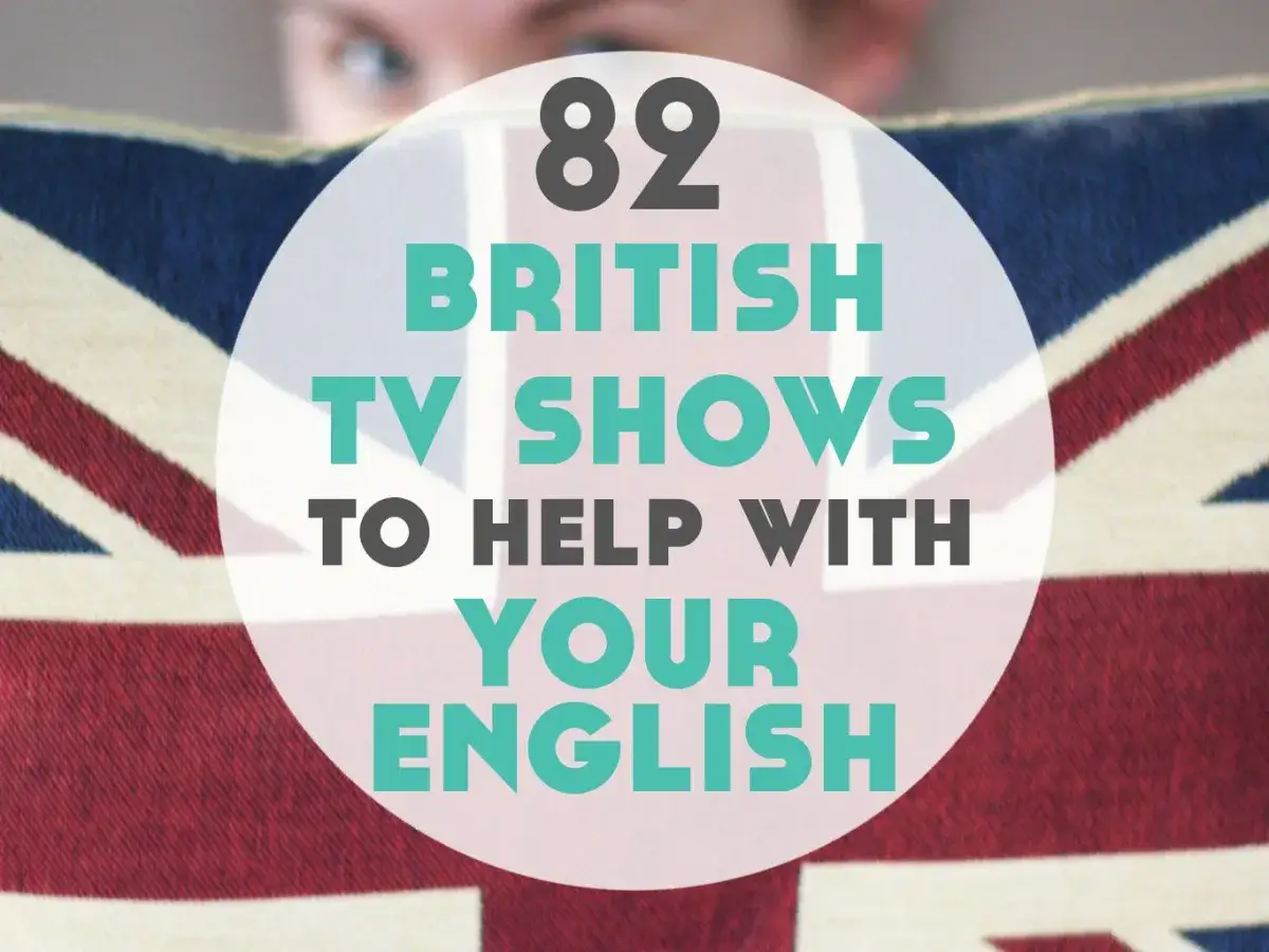 82 serie inglesi per migliorare il tuo inglese. Un'immagine con la Union Jack e un cerchio bianco con il testo.
