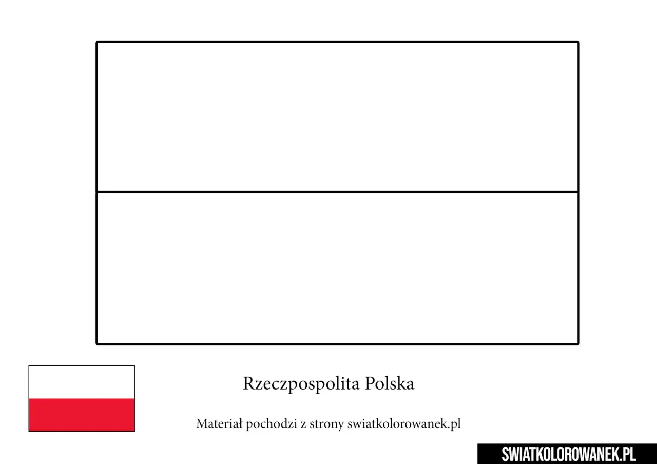 Flaga Polski do druku, biało-czerwona, gotowa do pokolorowania.