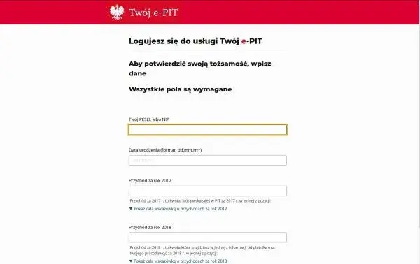 usługa Twój e-PIT, ekran komputera, wypełnianie deklaracji podatkowej online