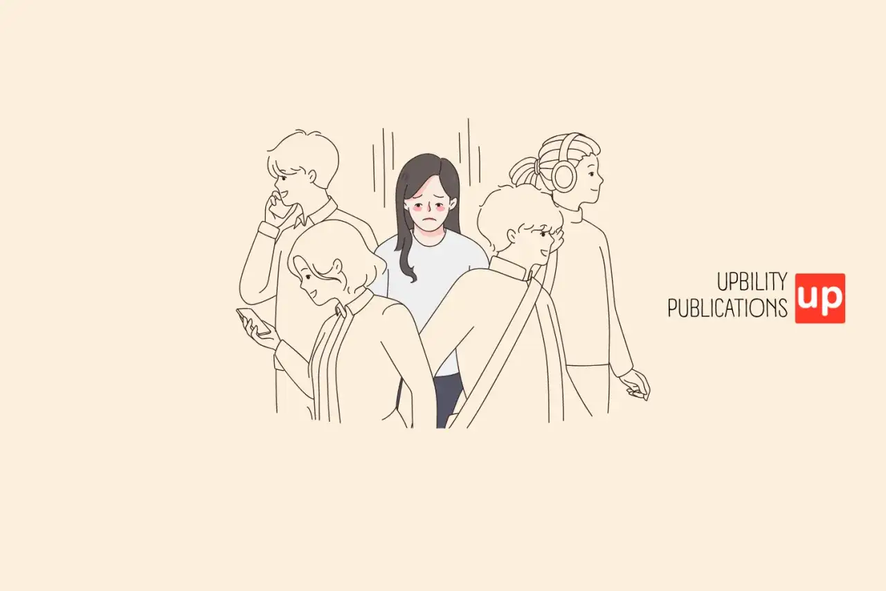 Ragazza triste in mezzo alla folla, si sente sola e incompresa, quasi come se odio la mia famiglia.