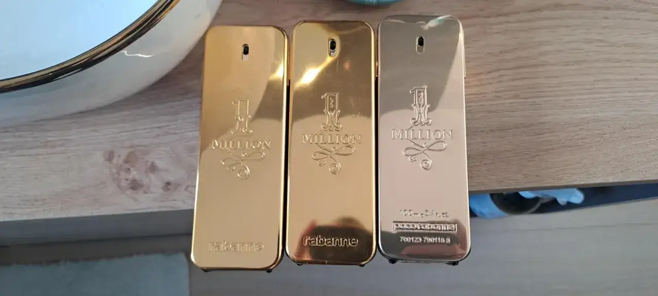 Trzy flakoniki Paco Rabanne 1 Million, złoty i srebrny. Jak rozpoznać oryginał? Detale na opakowaniu pomogą.