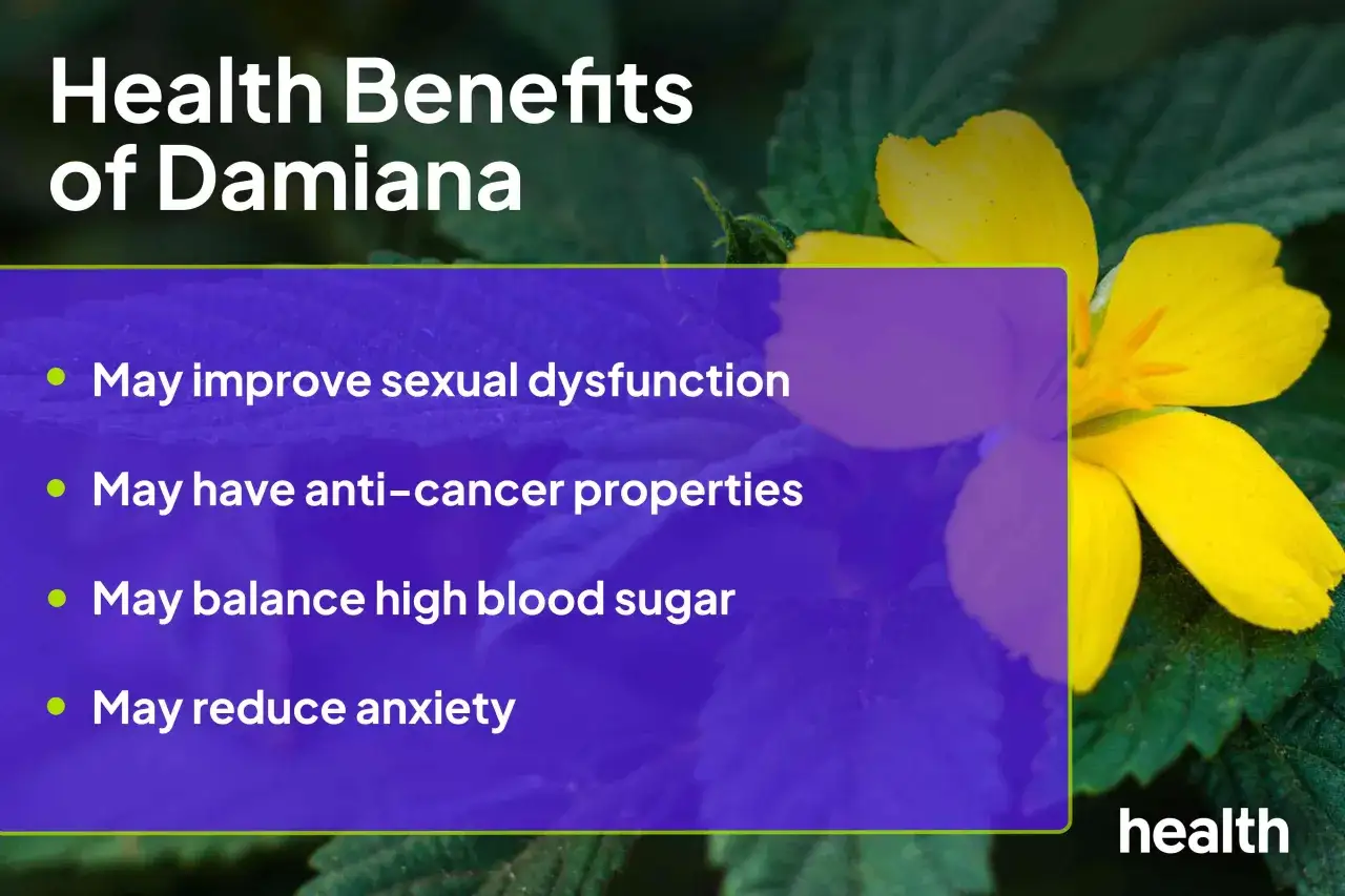 Beneficios del extracto de damiana: mejora la disfunción sexual, propiedades anticancerígenas, equilibra el azúcar en sangre y reduce la ansiedad.