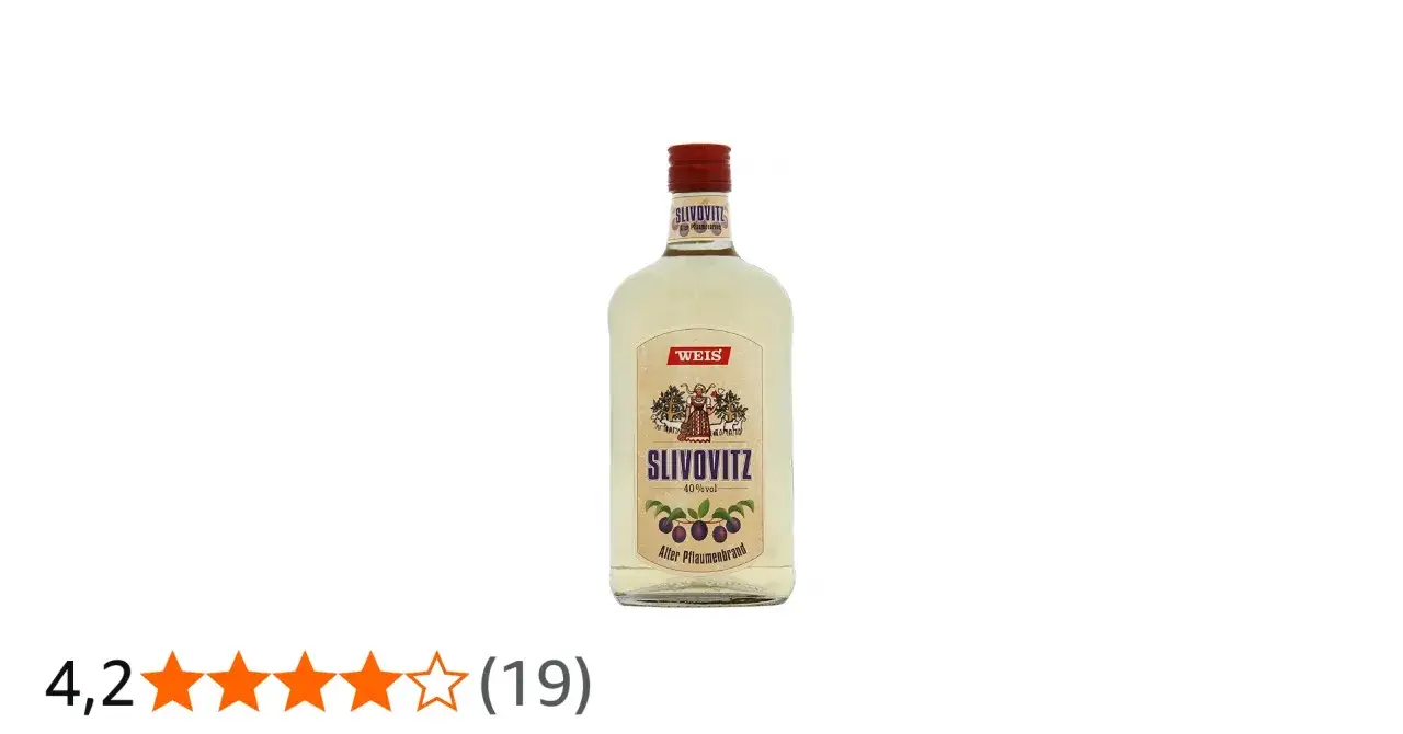 Flasche Slivovitz mit 40% vol. und dem Hinweis