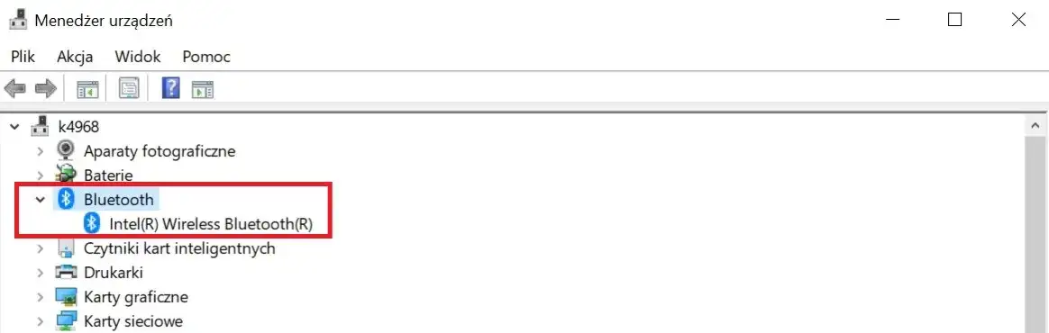 Menedżer Urządzeń Windows Bluetooth