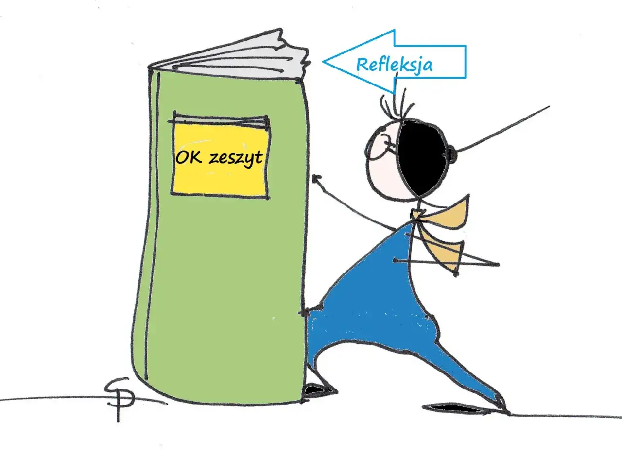 Osoba refleksyjna z książką lub notatnikiem