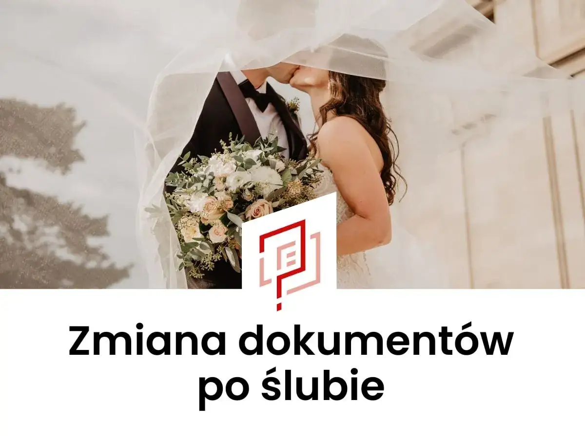 Para młoda pod welonem, z bukietem kwiat&oacute;w. Tekst: 