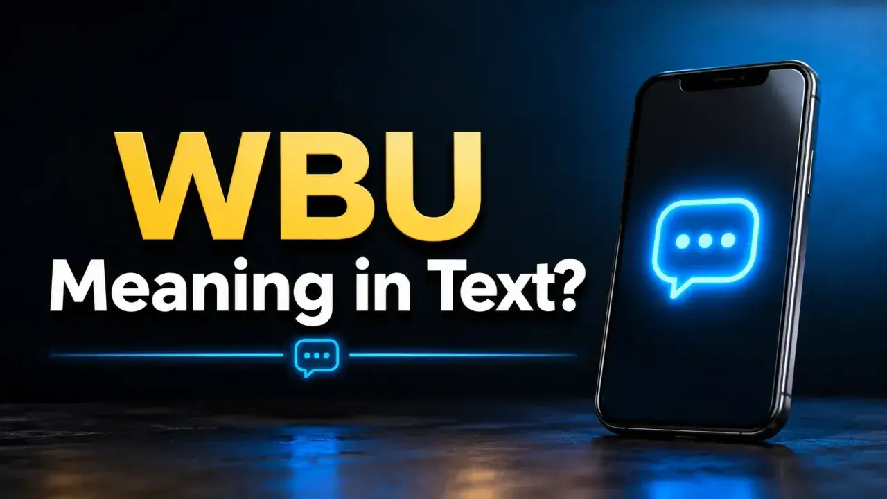 WBU significato: scopri il significato di questa sigla nei messaggi. Smartphone con icona fumetto neon.