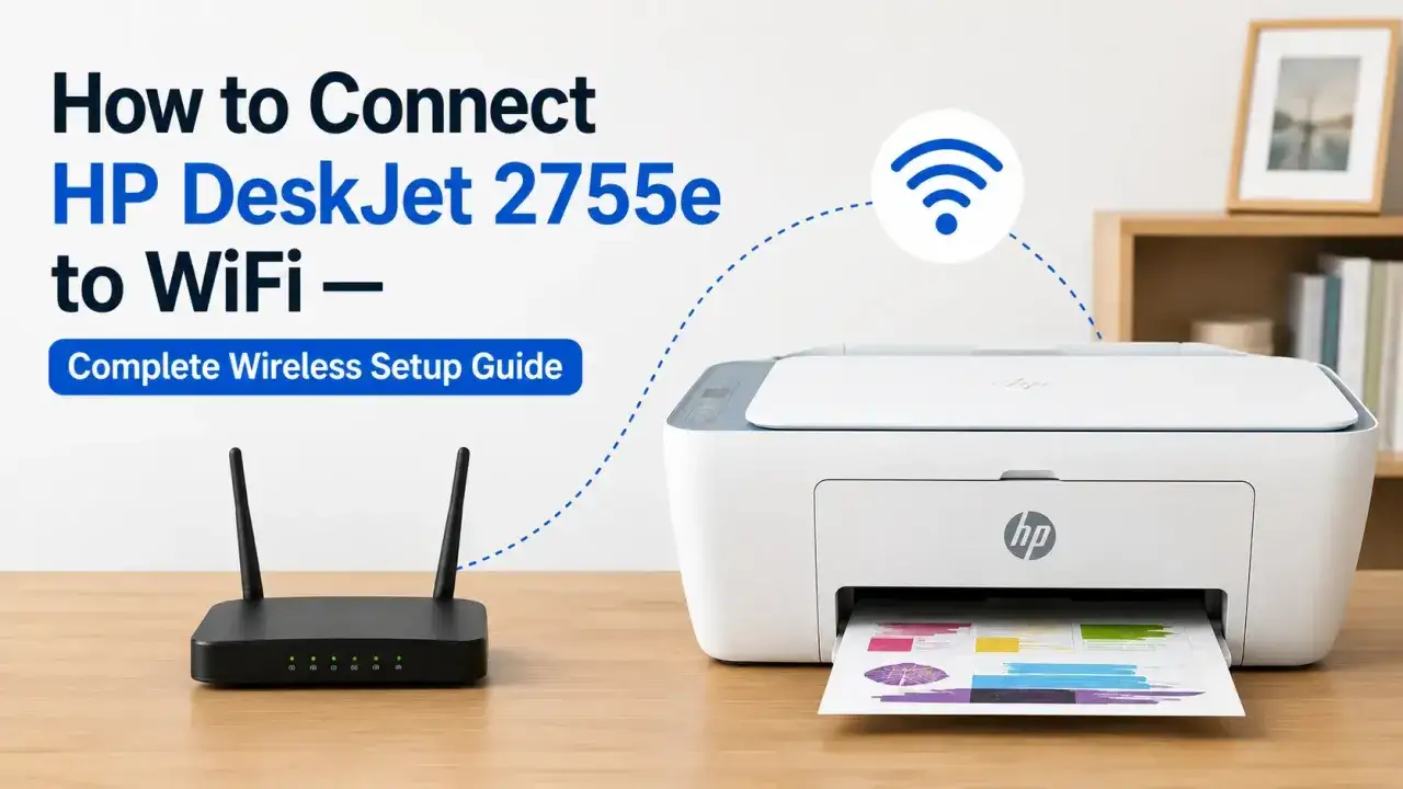 Jak połączyć drukarkę HP DeskJet 2755e z Wi-Fi. Instrukcja, gdzie znaleźć hasło do Wi-Fi drukarki HP.