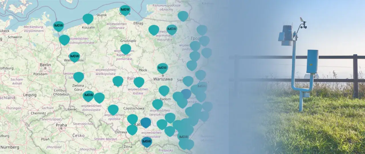 mapa Polski stacje monitoringu radiacyjnego PAA