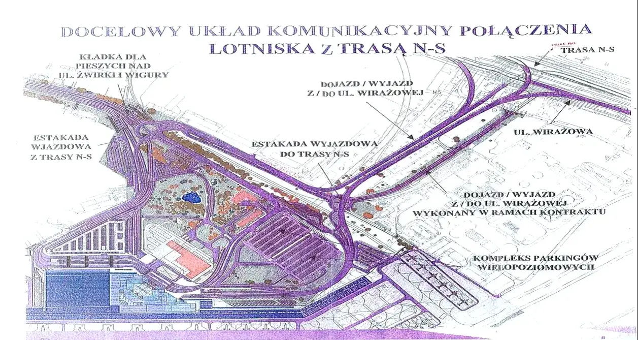 Mapa komunikacji miejskiej Lotnisko Chopina