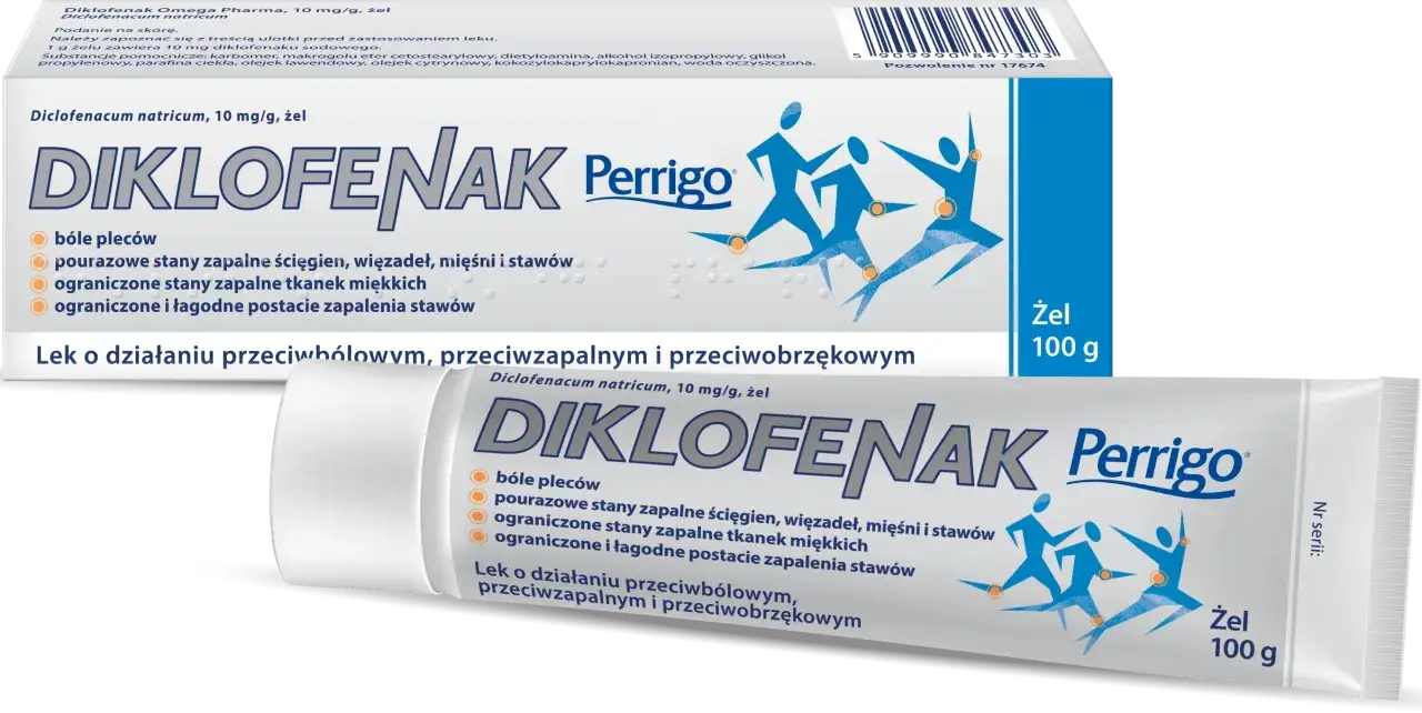 Żel DIKLOFENAK Perrigo na bóle pleców i stany zapalne. Pomaga przy urazach ścięgien, mięśni i stawów.