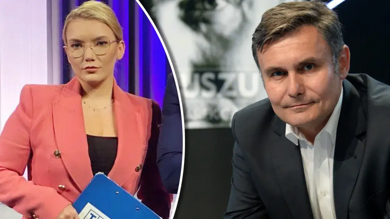 Kobieta w różowej marynarce i mężczyzna w garniturze. Czyżby to Marek Czyż z żoną?
