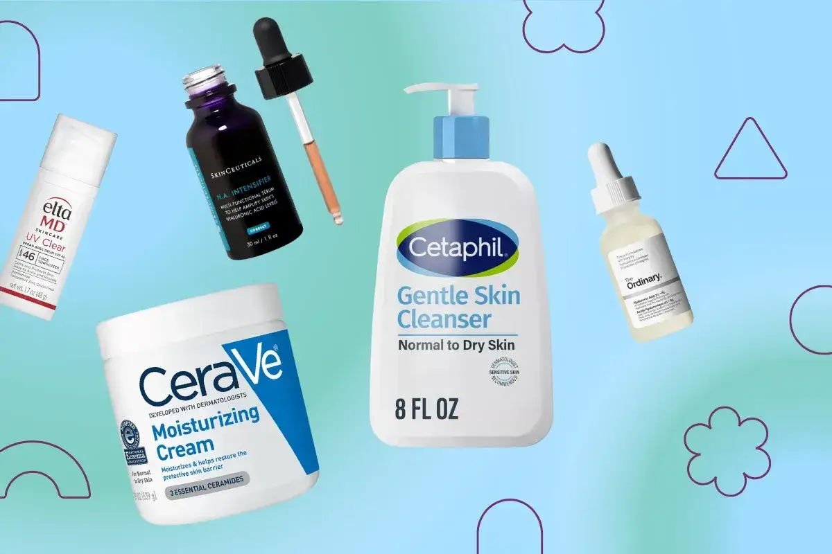 Hudvårdsprodukter som CeraVe, Cetaphil och The Ordinary. Perfekt för dig som är gravid och vill ha skonsam hudvård mot finnar.