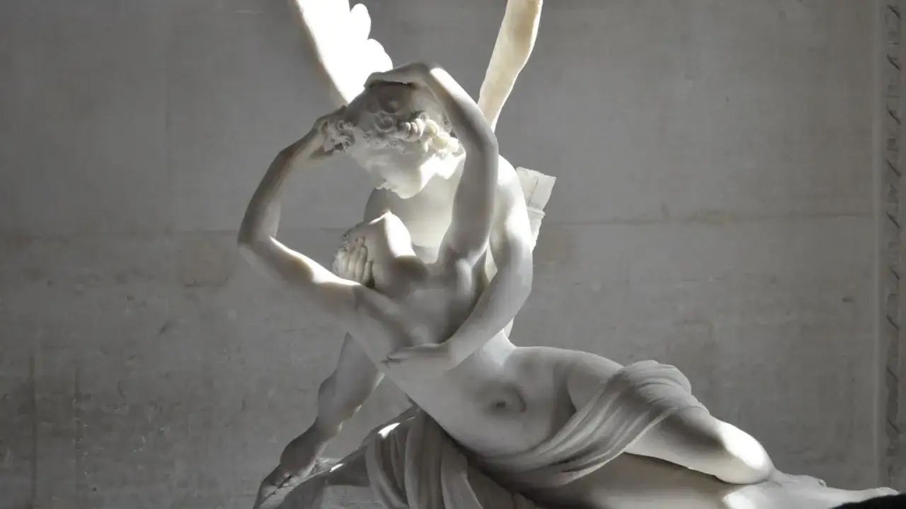 Le baiser de l'Amour &agrave; Psych&eacute;, une interpr&eacute;tation du mythe de Psych&eacute;, capturant l'instant de leur &eacute;treinte passionn&eacute;e.