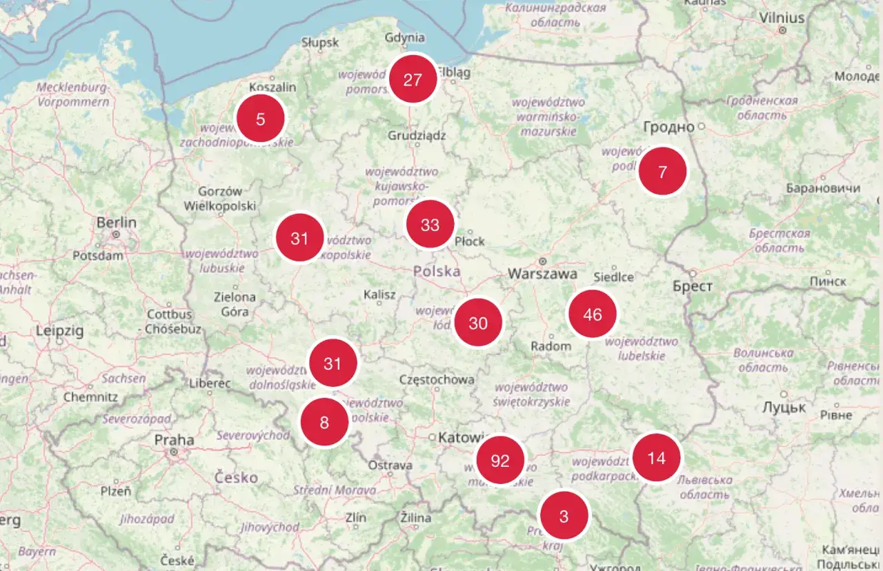 Mapa punktów szczepień Polska