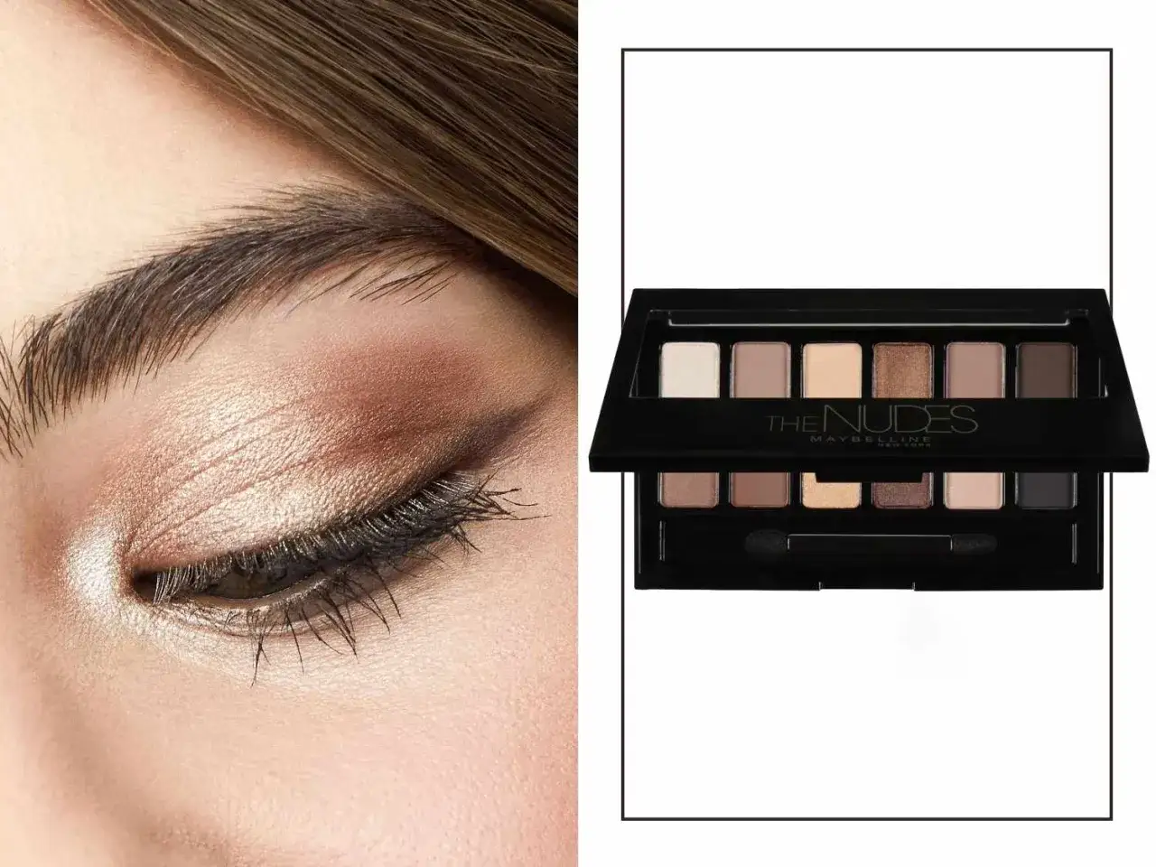 Paleta cieni do powiek w odcieniach **kolor nude** idealnie podkreśla naturalne piękno oka.