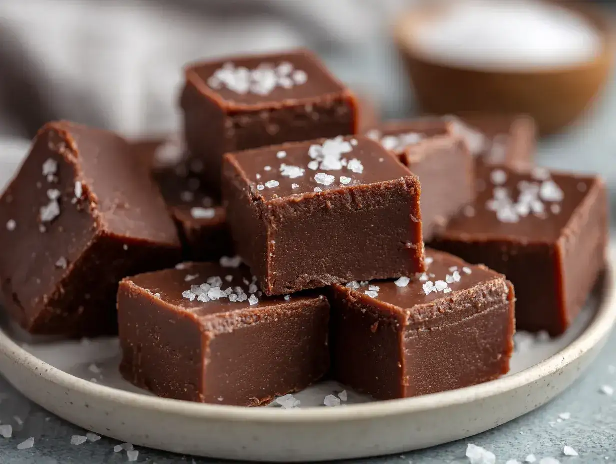 Chokladbitar med havssalt, perfekta för ett enkelt fudge recept.