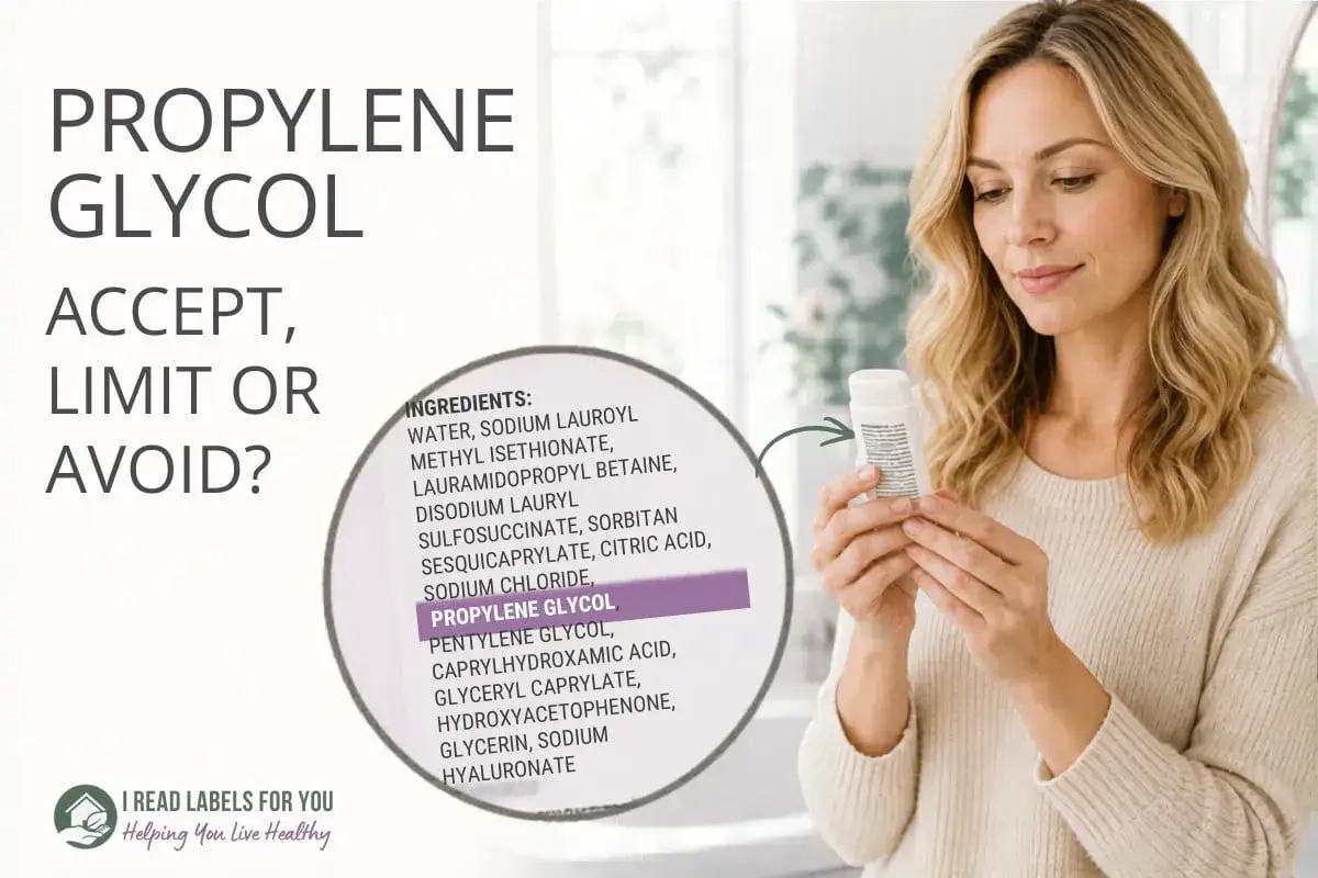 Mujer revisa ingredientes de un producto, destacando