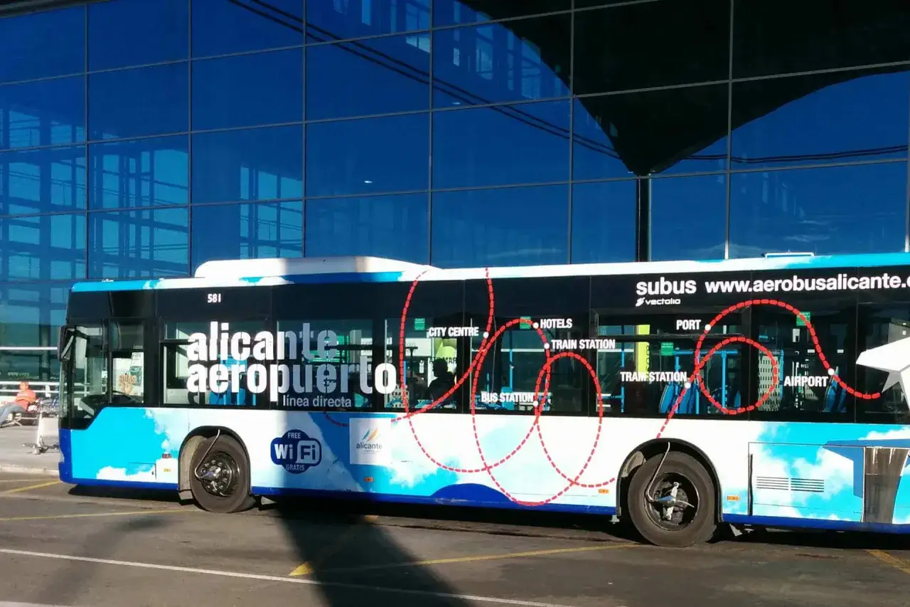 Autobus Aeropuerto Alicante z trasą i przystankami: centrum, hotele, port, dworzec kolejowy, tramwajowy, autobusowy. Sprawdź ceny!
