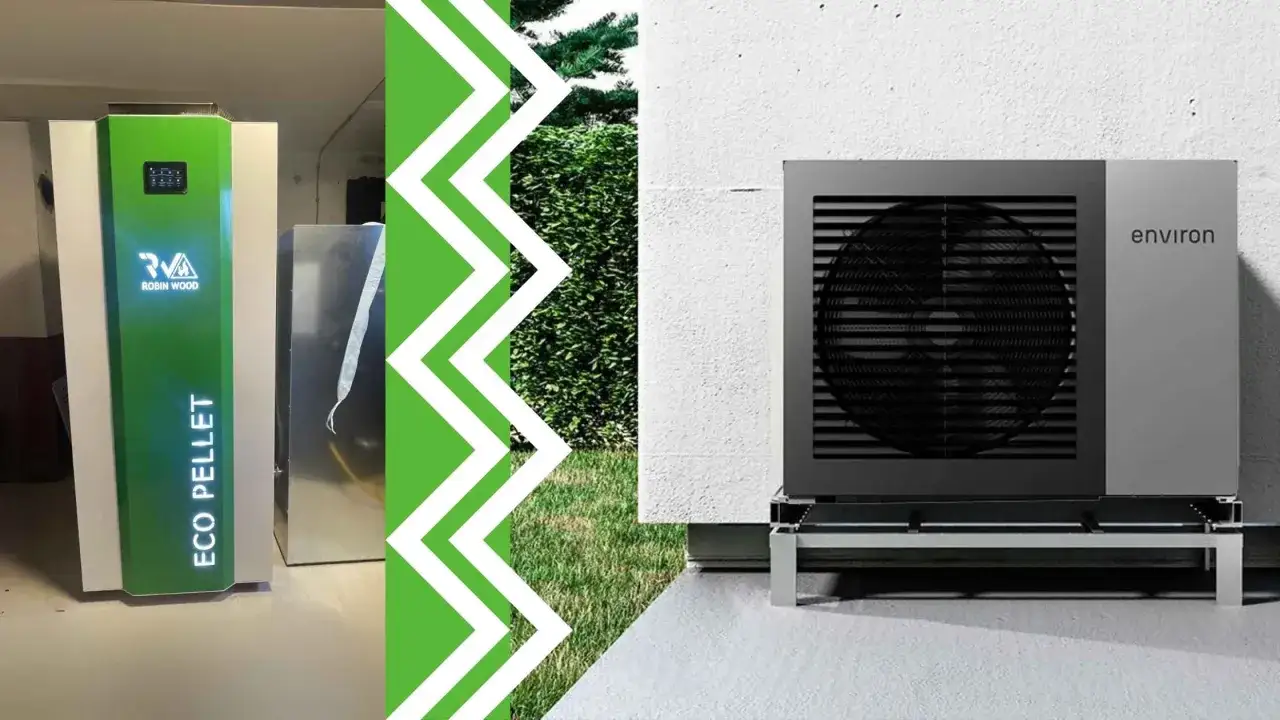 Caldaia a pellet e pompa di calore, soluzioni per un riscaldamento senza gas efficiente e sostenibile.