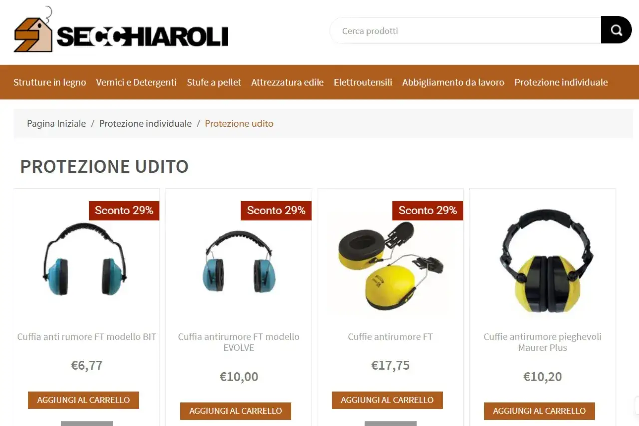 Cuffie antirumore, o otoprotettori, per proteggere l'udito da rumori forti. Diverse opzioni in offerta.