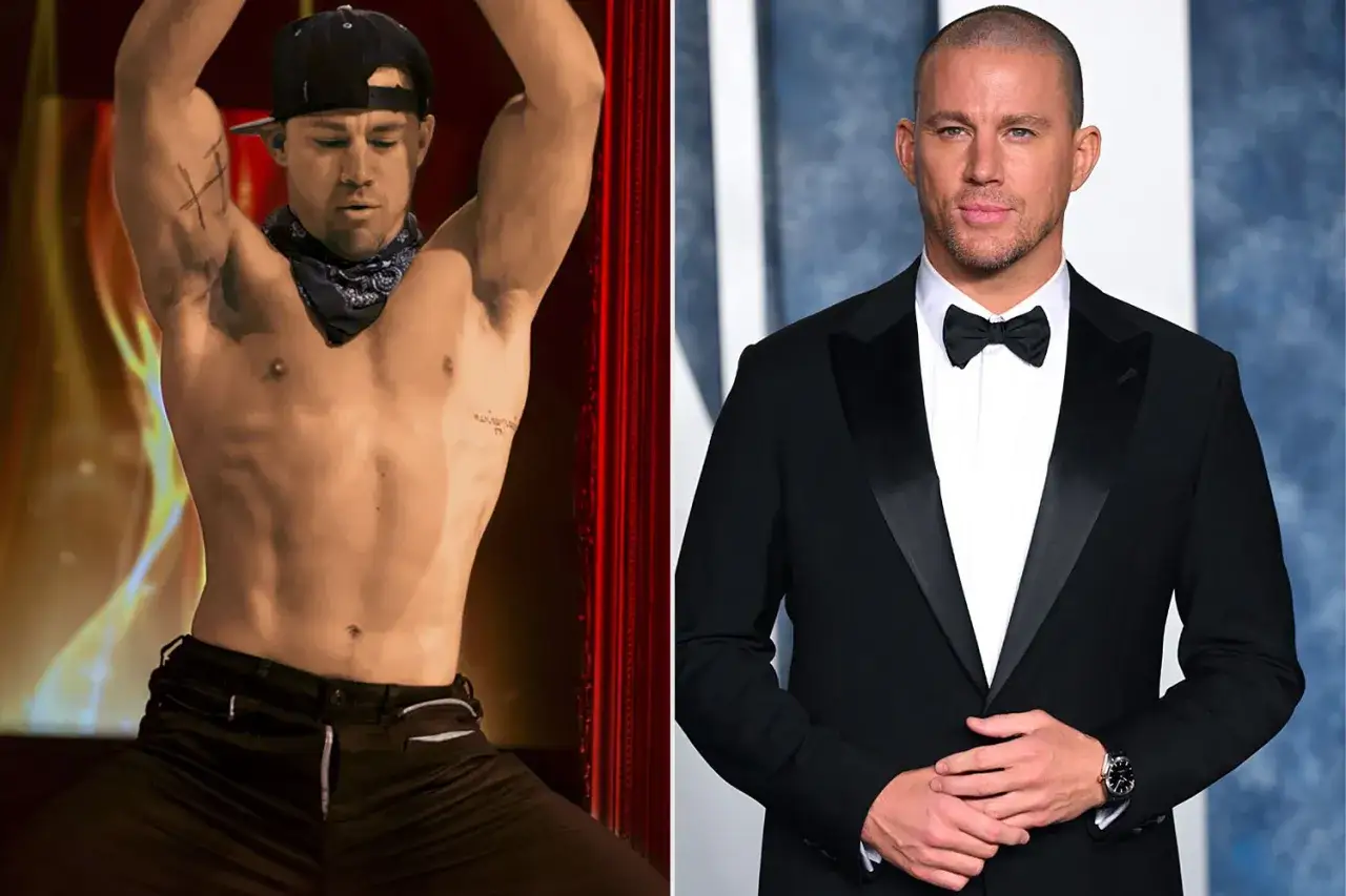 Channing Tatum w scenie z Magic Mike 1 i w eleganckim smokingu.