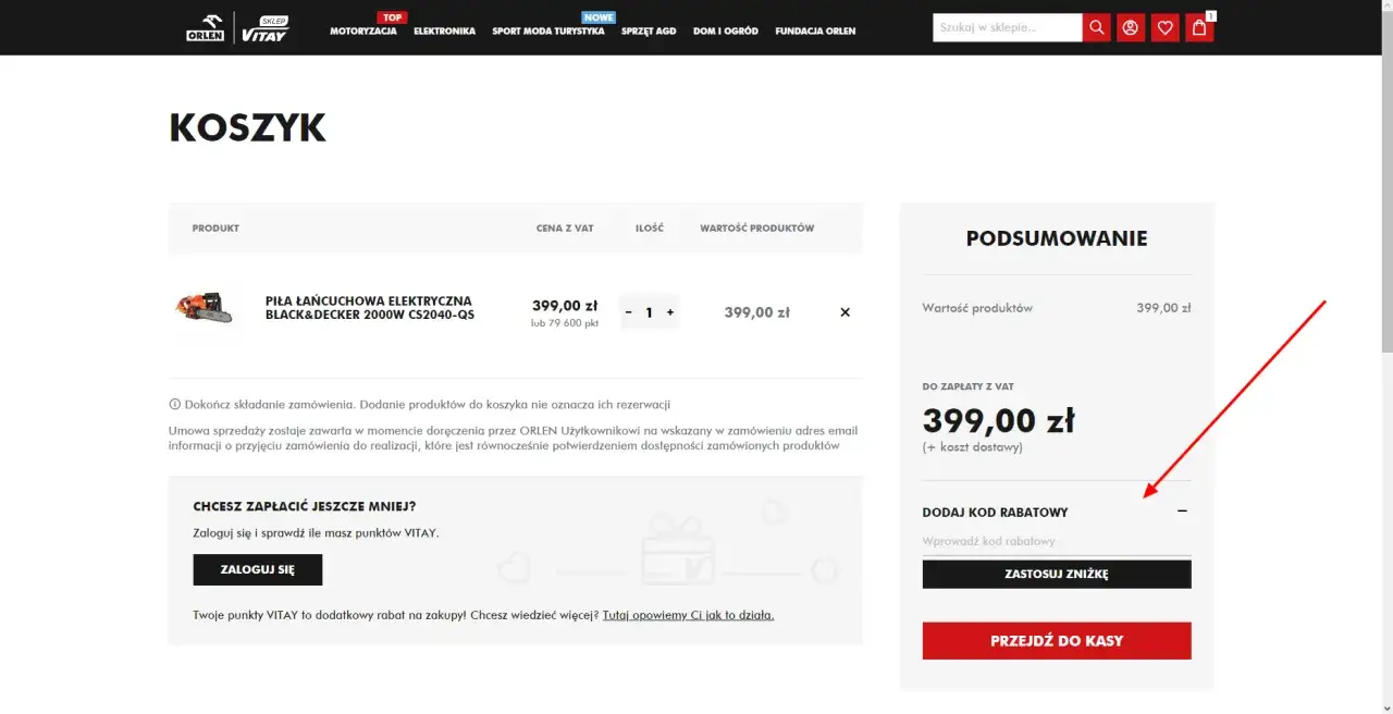 Orlen Vitay wymiana punktów na rabat krok po kroku