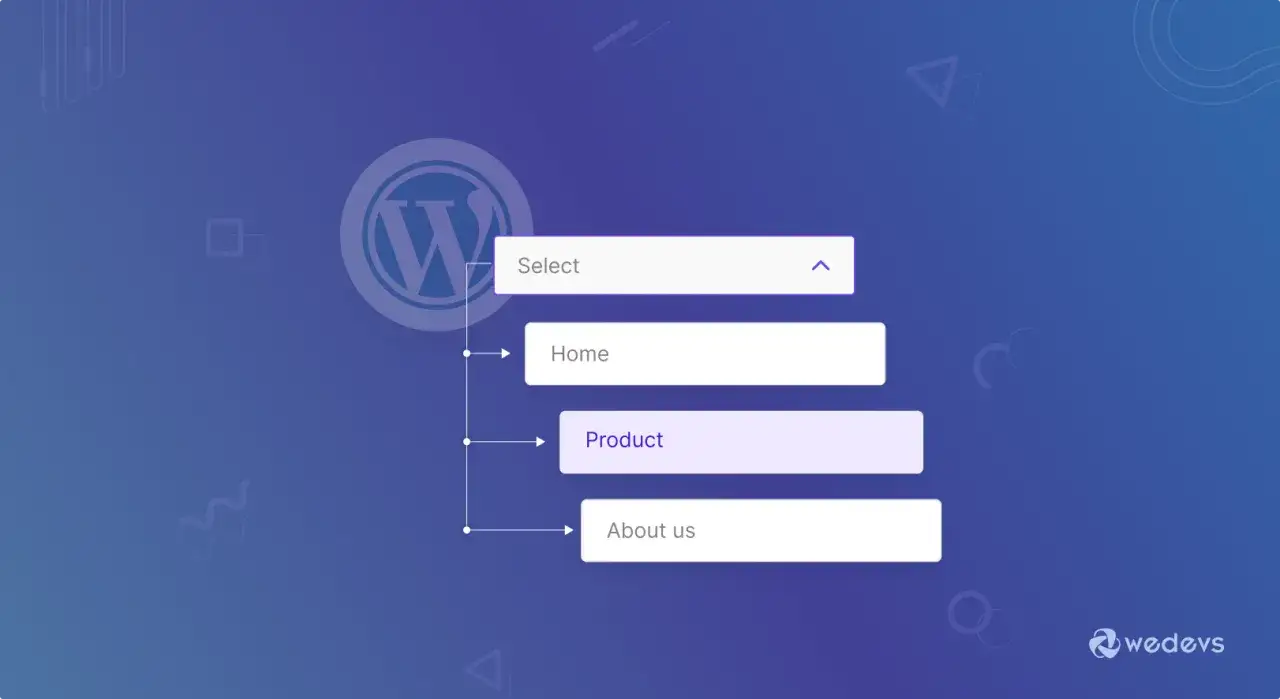 Un menu déroulant WordPress avec des options comme