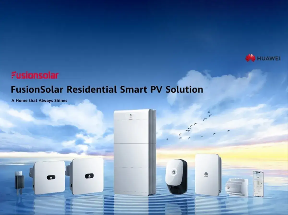 Solución solar residencial FusionSolar de Huawei. Dispositivos de energía solar y baterías para un hogar siempre brillante.