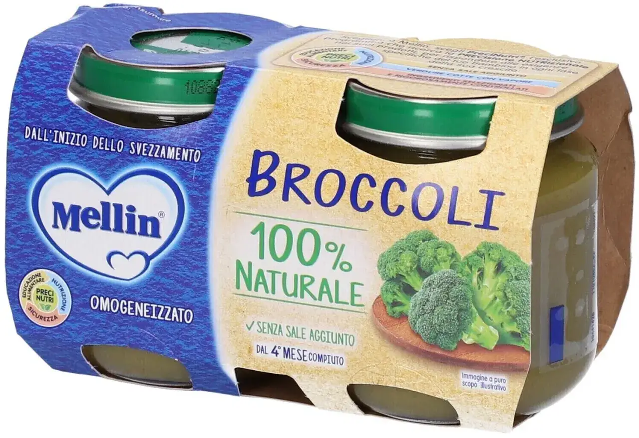 Mellin Brokkoli Brei f&uuml;r Babys, 100% nat&uuml;rlich, ohne Salz, ab dem 4. Monat.