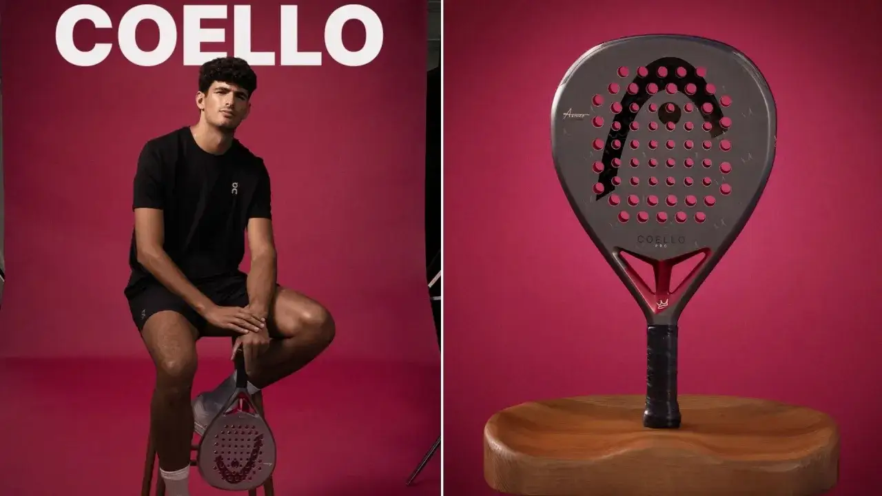 Giovane atleta con la sua nuova racchetta da padel Coello Pro, pronta per il gioco.