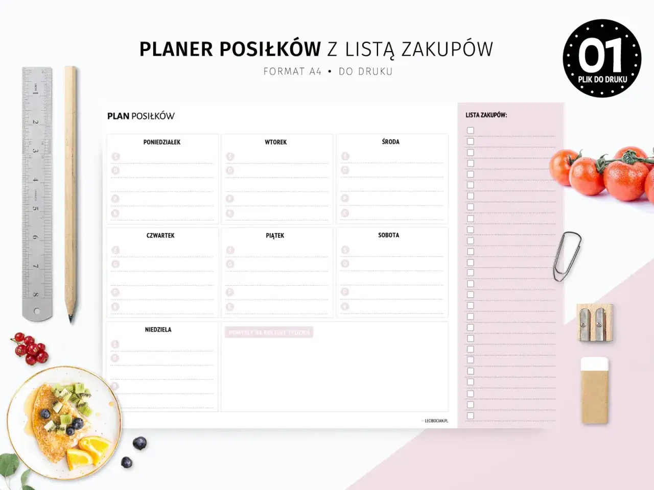 Planer posiłk&oacute;w i lista zakup&oacute;w, by wiedzieć jak wydawać mniej na jedzenie.