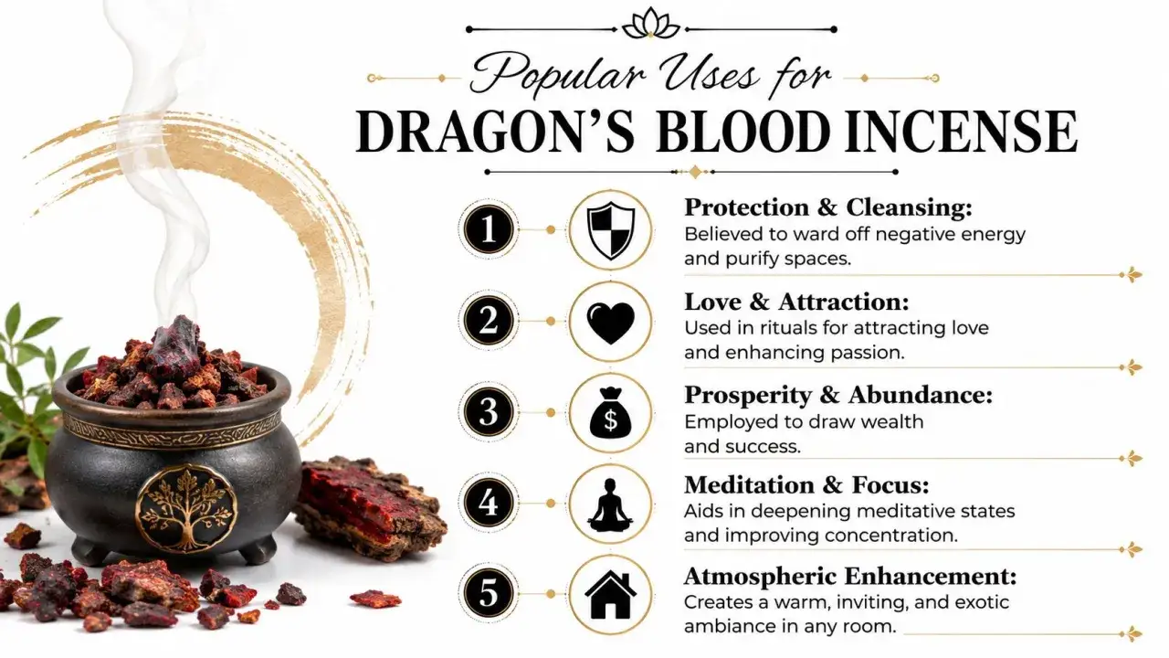 Incienso sangre de drag&oacute;n: usos populares para protecci&oacute;n, amor, prosperidad, meditaci&oacute;n y ambiente.