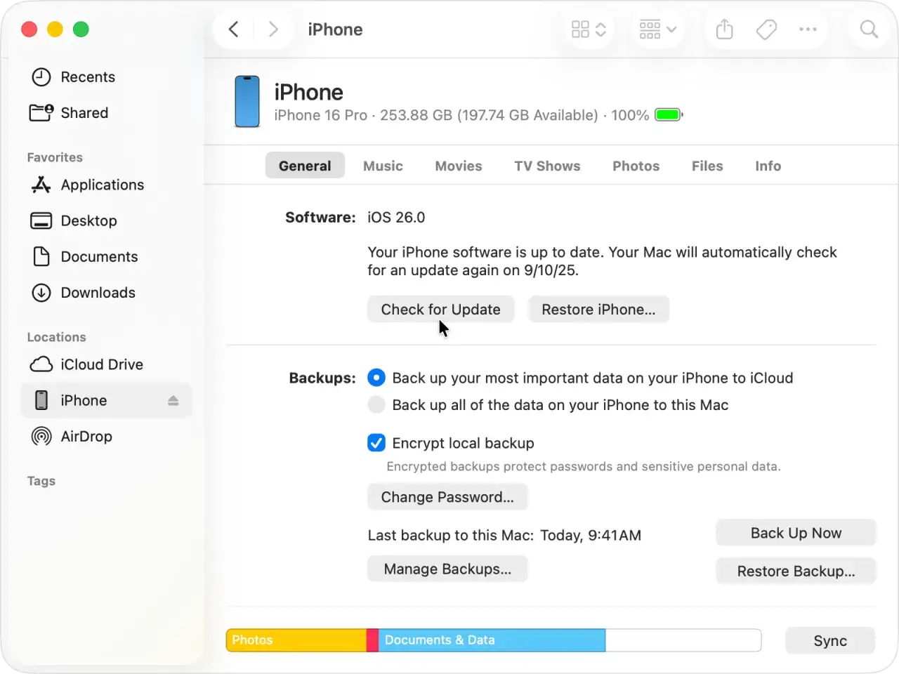 aktualizacja iphone przez komputer finder itunes