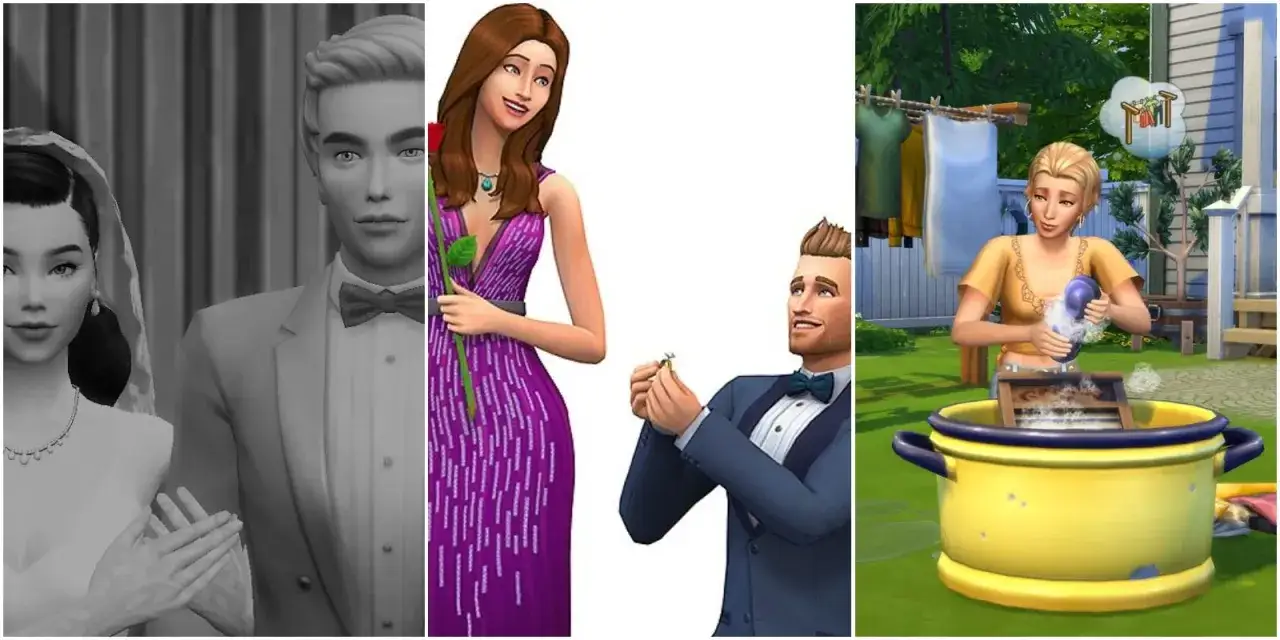 Pomysły na rozgrywkę w The Sims 4: ślub, zaręczyny i pranie na podwórku.