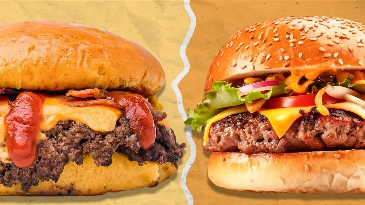 porównanie hamburger, cheeseburger i smash burger